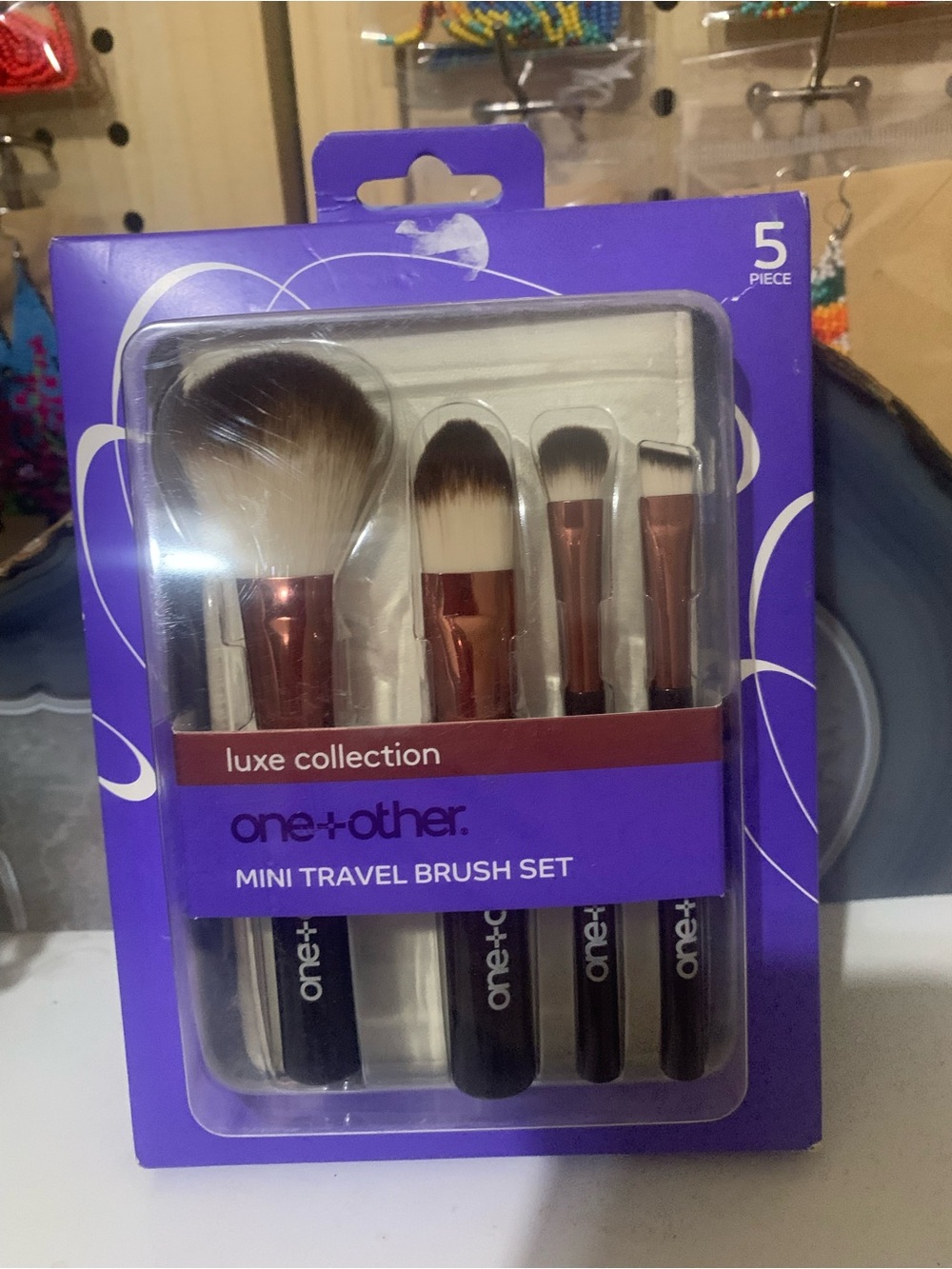 Luxe Mini Travel Brush Set - Purple Packaging with Rose Gold Ferrules